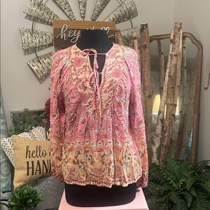 Floral Pink and Cream Women's Top